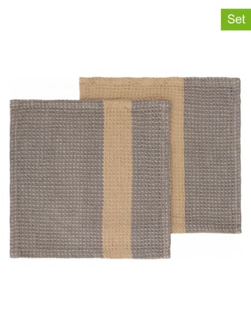 Blomus 2er-Set: Spültücher "Gano" in Grau/ Beige - (L)25 x (B)25 cm