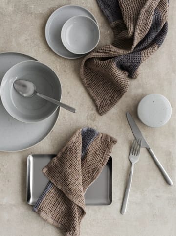 Blomus 2-delige set: theedoeken "Gano" grijs/beige - (L)25 x (B)25 cm