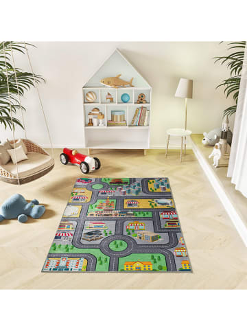 Atticgo Kurzflor-Teppich "Candy" in Grün/ Grau/ Gelb