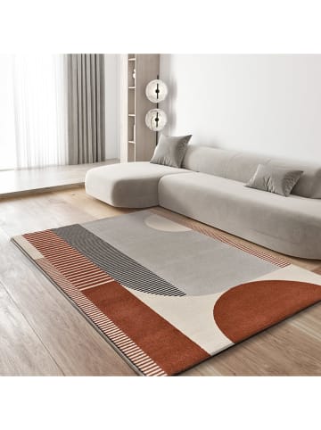 Atticgo Laagpolig tapijt "Gaia" crème/grijs/rood