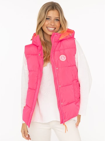 Zwillingsherz Doorgestikte bodywarmer kurz "Strandglück" roze