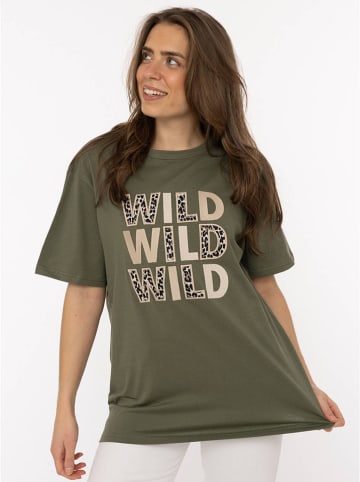 Zwillingsherz Koszulka "Wild Wild Wild" w kolorze khaki