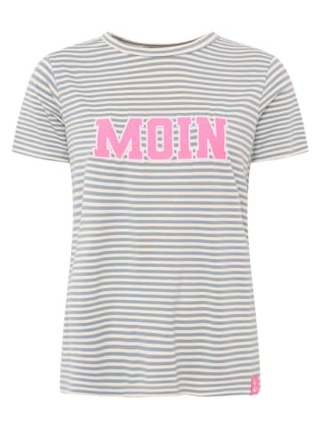 Zwillingsherz Shirt "Anker Moin" in Weiß/ Grau/ Rosa