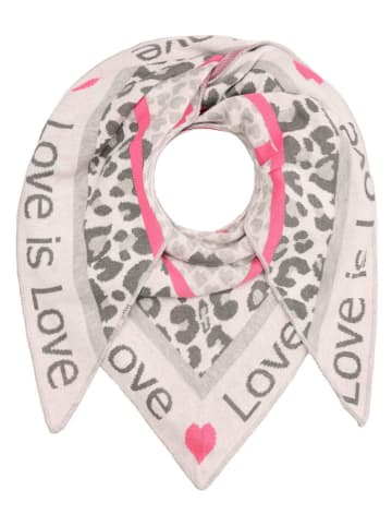 Zwillingsherz Chusta "Love is Love" w kolorze szaro-jasnoróżowym - 200 x 100 cm