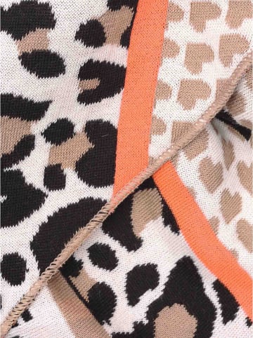 Zwillingsherz Chusta trójkątna w kolorze beżowo-pomarańczowo-czarnym - 200 x 100 cm