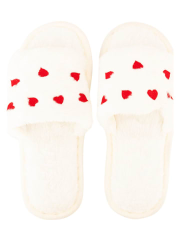 Zwillingsherz Hausschuhe in Creme/ Rot