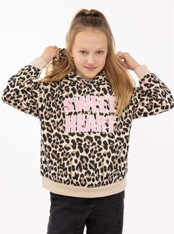 Zwillingsherz Bluza "Sweet Heart Leo" w kolorze beżowo-jasnoróżowym