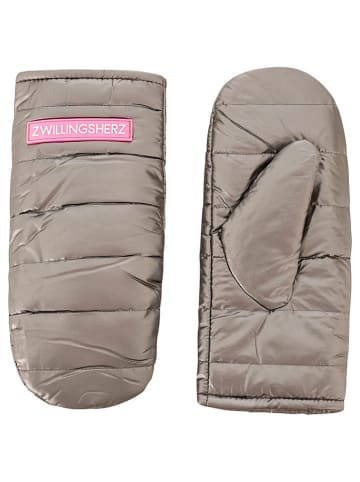 Zwillingsherz Fäustlinge in Grau