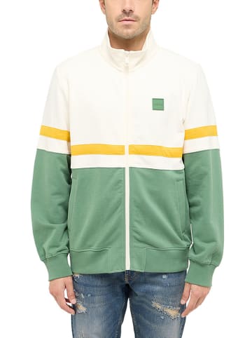 Mustang Sweatjacke in Creme/ Grün/ Orange