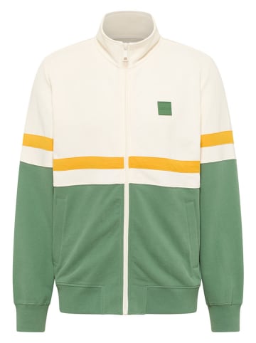 Mustang Sweatjacke in Creme/ Grün/ Orange