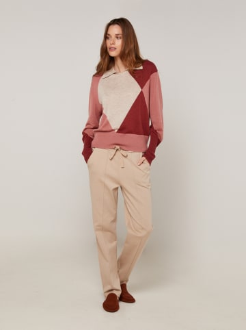 Rodier Pullover in Rot/ Rosa/ Beige