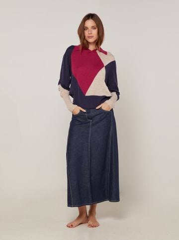 Rodier Pullover in Dunkelblau/ Rot/ Beige