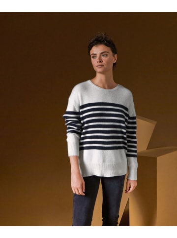 Rodier Kaschmirpullover in Weiß/ Dunkelblau