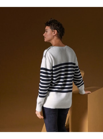 Rodier Kaschmirpullover in Weiß/ Dunkelblau