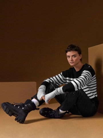 Rodier Kaschmir-Pullover in Weiß/ Schwarz