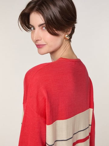 Rodier Wollpullover in Rot/ Creme