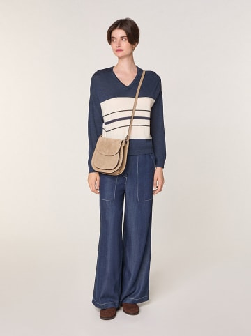 Rodier Wollpullover in Dunkelblau/ Creme