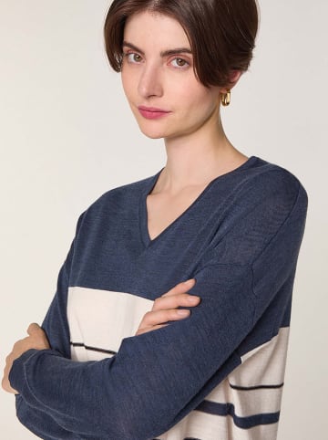 Rodier Wollen trui donkerblauw/crème