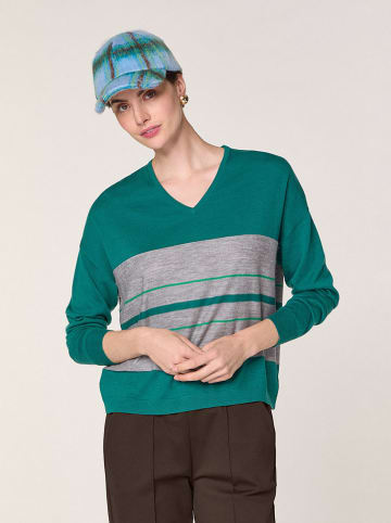 Rodier Wollpullover in Grün/ Grau