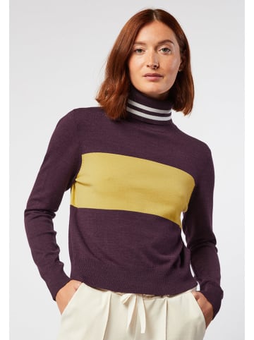 Rodier Rollkragenpullover in Lila/ Gelb