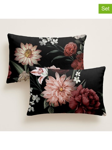 Pierre Cardin Perkalowe poszewki (2 szt.) w kolorze czarno-jasnoróżowym na poduszkę