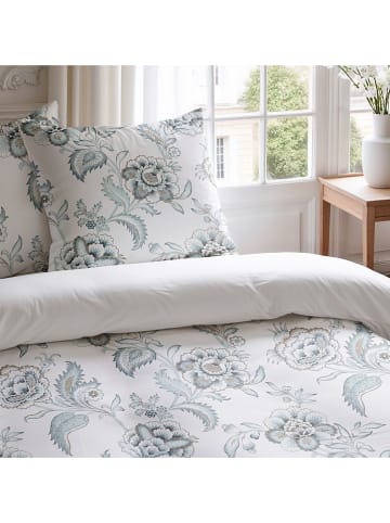 Pierre Cardin Perkal-Kissenhülle in Weiß/ Blau