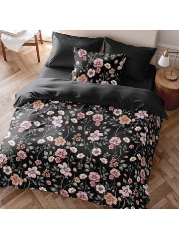 Pierre Cardin Perkal-Bettbezug in Schwarz/ Rosa