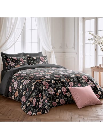 Pierre Cardin Perkal-Bettbezug in Schwarz/ Rosa