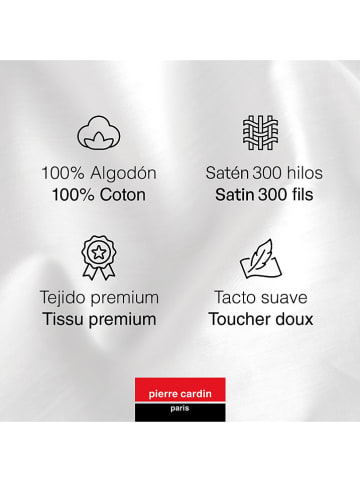 Pierre Cardin 2er-Set: Satin-Kissenhüllen "Iris" in Weiß