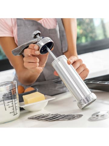 InnovaGoods 2-in-1 koekjespers zilverkleurig