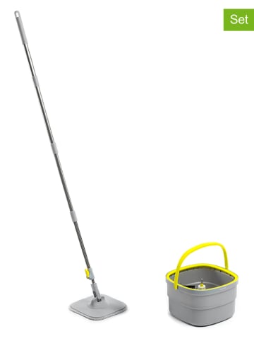 InnovaGoods 4tlg. Selbstreinigender Drehmopp-Set in Helllgrau
