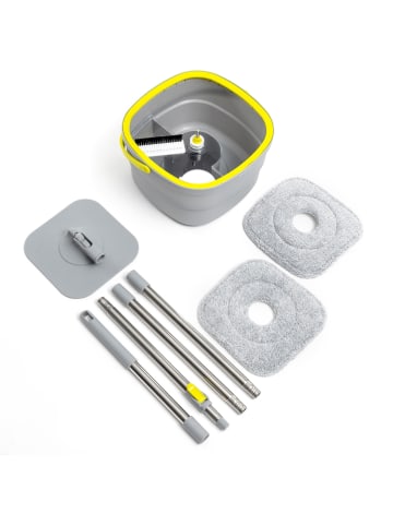 InnovaGoods 4tlg. Selbstreinigender Drehmopp-Set in Helllgrau