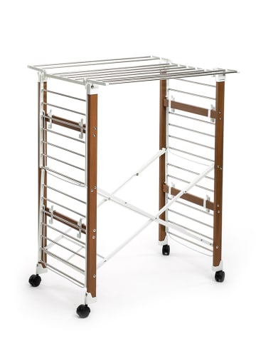 InnovaGoods Vertikaler klappbarer Wäscheständer in Silber/ Braun - (H)129 cm