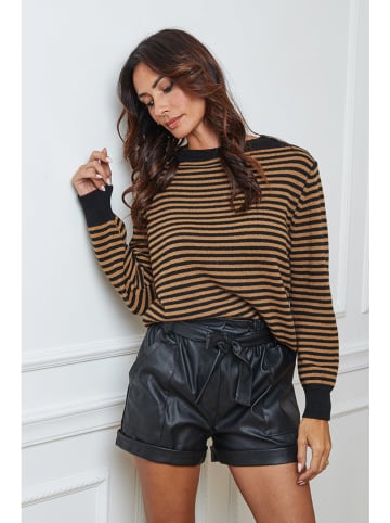 So Cachemire Pullover "Dweg" in Hellbraun/ Schwarz