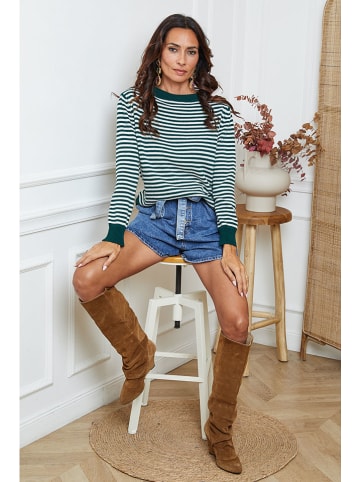 Joséfine Pullover "Dweg" in Grün/ Weiß