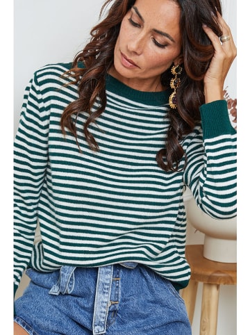 Joséfine Pullover "Dweg" in Grün/ Weiß