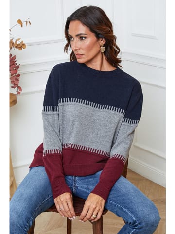 Joséfine Pullover "Lurcia" in Grau/ Dunkelblau/ Rot