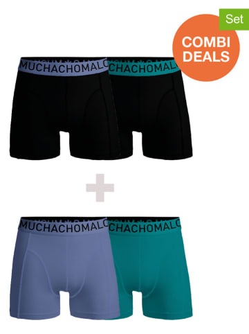 Muchachomalo 4er-Set: Boxershorts in Schwarz/ Türkis/ Blau