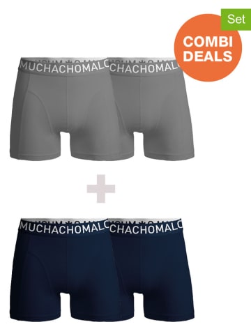 Muchachomalo 4er-Set: Boxershorts in Grau/ Dunkelblau