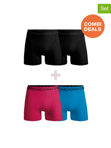 Muchachomalo 4er-Set: Boxershorts in Schwarz/ Pink/ Blau