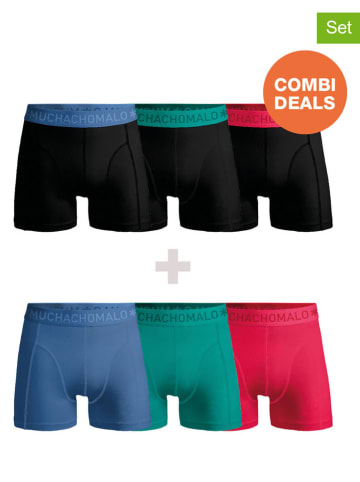 Muchachomalo 6er-Set: Boxershorts in Schwarz/ Blau/ Türkis