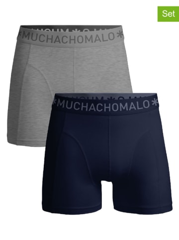 Muchachomalo 2er-Set: Boxershorts in Grau/ Dunkelblau