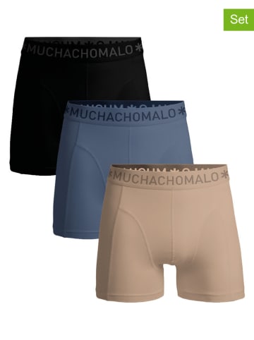 Muchachomalo 3er-Set: Boxershorts in Schwarz/ Blau/ Beige