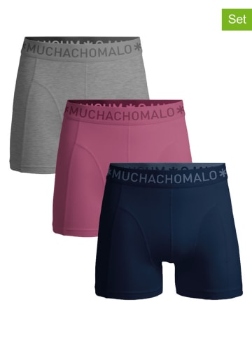 Muchachomalo 3er-Set: Boxershorts in Grau/ Pink/ Dunkelblau