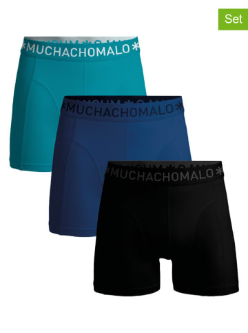 Muchachomalo 3er-Set: Boxershorts in Türkis/ Dunkelblau/ Schwarz