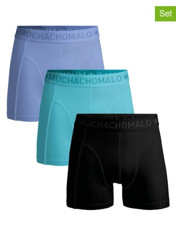 Muchachomalo 3er-Set: Boxershorts in Blau/ Türkis/ Schwarz