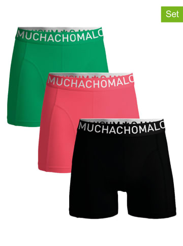 Muchachomalo 3er-Set: Boxershorts in Grün/ Pink/ Schwarz