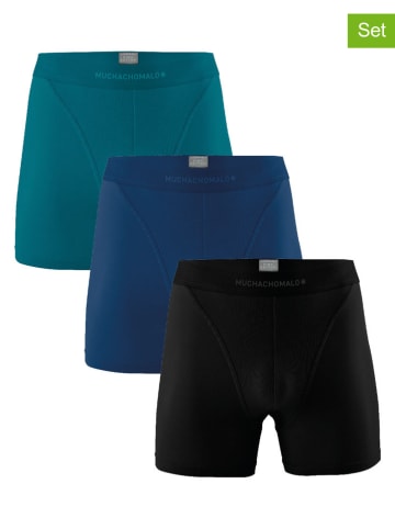 Muchachomalo 3er-Set: Boxershorts in Türkis/ Blau/ Dunkelblau