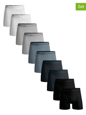 Muchachomalo 10er-Set: Boxershorts in Schwarz/ Grau/ Weiß