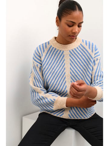 Kaffe Pullover "Vera" in Beige/ Blau